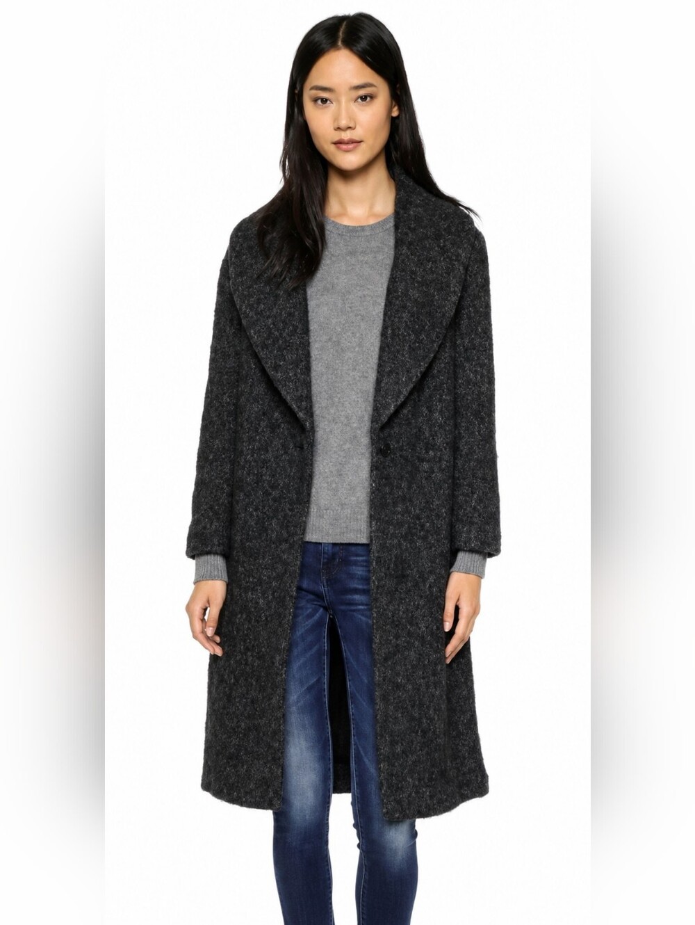 Club monaco Kaorie gray black italian wool blend marled coat m
